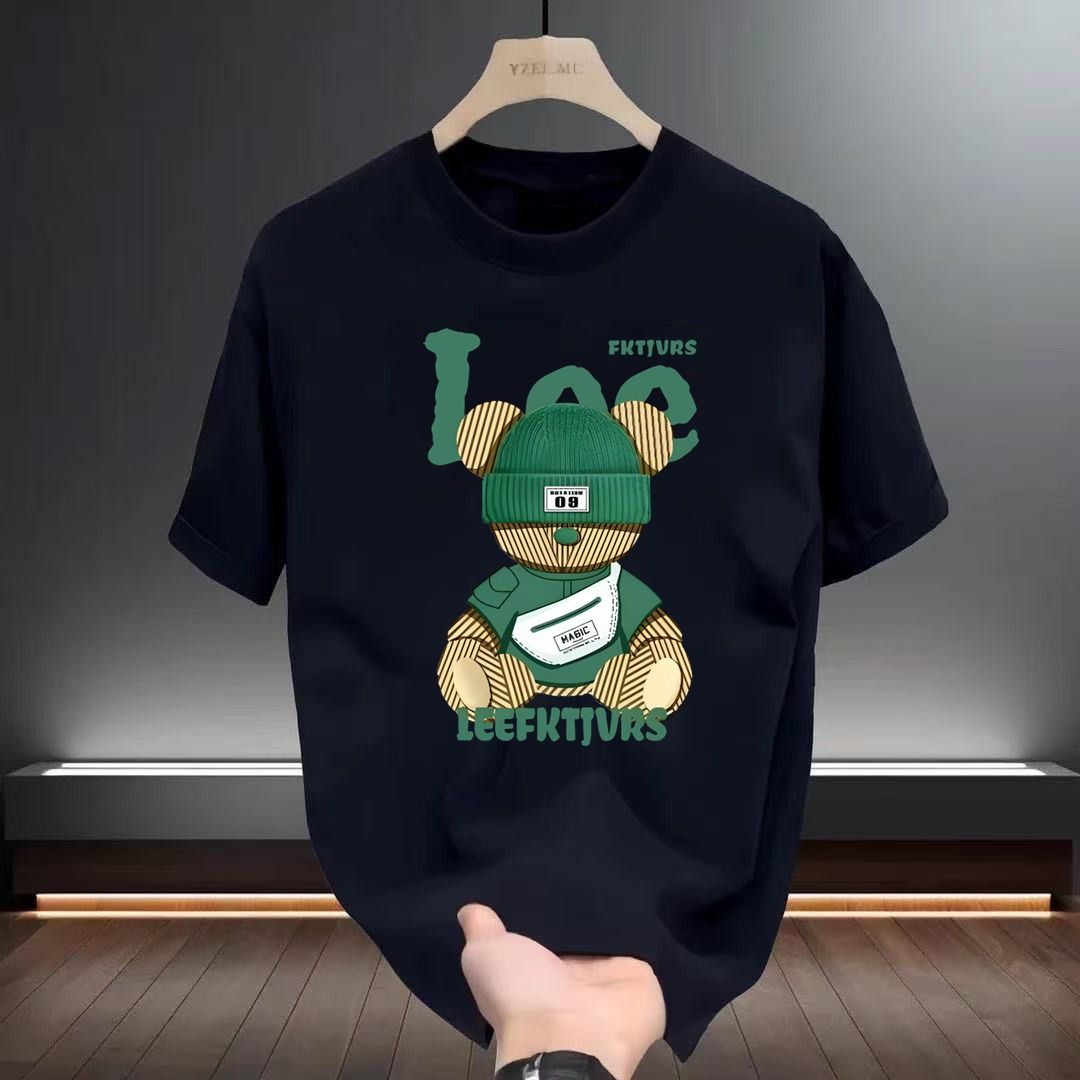 Men's And Women's Heavyweight Pure Cotton Printed T-Shirt Short Sleeved Summer Trendy Casual Letter Print Crew Neck Top_viptrois.com