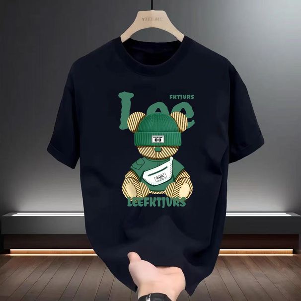 Men's And Women's Heavyweight Pure Cotton Printed T-Shirt Short Sleeved Summer Trendy Casual Letter Print Crew Neck Top_viptrois.com