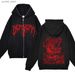Y2K Sweatshirt Long Sleeve Oversized Hip Hop Streetwear Loose Unisex Autumn Winter Full Zip_viptrois.com