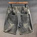 Men's Heavyweight Utility Denim Shorts, Lightweight Baggy Cargo Knee-Length Shorts With Multiple Pockets, American Streetwear Style Casual Shorts_viptrois.com