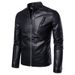 Suitable For All Seasons Leather Stand Collar Cardigan Motorcycle Jacket Men's Spring Coat_viptrois.com