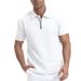 Men's Waffle-Knit Half-Zip Polo Shirt – Stylish & Breathable Summer Top (White/Light Grey/Black/Army Green/Khaki) – S-XXXL_viptrois.com