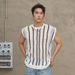 Men's Clothing Cross Border Men's Clothing European And American Summer New Men's Knitted Vest Striped Hollow Knitted T Shirt Thin Waistcoat_viptrois.com