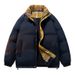 Stand-up Collar Plaid Placket Cotton-padded Clothes For Men And Women, Bread Clothes, Cotton-padded Jackets For Men._viptrois.com
