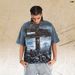 American-style Landscape All-over Print Washed Vintage Loose One-piece Cut Short-sleeve T-shirt_viptrois.com