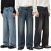 "Men's Vintage Washed Straight-Leg Jeans – Korean Streetwear Loose Fit Denim Pants (S-XXXL, Light Blue/Black/Vintage Wash)"_viptrois.com