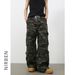 Men's Camo Cargo Jeans Vintage Workwear Style Baggy Straight Leg Denim Pants Multiple Pockets Streetwear_viptrois.com