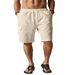 Men's Multi-Pocket Cargo Shorts - Linen-Cotton Blend Drawstring Waist Casual Outdoor Shorts For Summer_viptrois.com