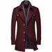 Men's Wool Wool Trench Coat Scarf Collar Mid Length Wool Coat Jacket_viptrois.com