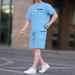Men's Clothing Summer Multi Pocket Workwear Short Sleeved T Shirt Shorts Casual Suit_viptrois.com