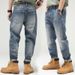 Men's Clothing Retro Street Trend Large Size Jeans For Men, Loose Slimming Straight Casual Distressed Jeans_viptrois.com