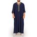 Men's Clothing Muslim Mid Sleeve Embroidery National Style Robe Side Pockets_viptrois.com