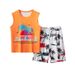 Mother & Kids Summer New Children's Cartoon Casual Fashion Sleeveless Shorts Suit Printed Two Piece Suit For Small And Medium Children_viptrois.com