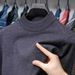 1 Autumn Winter Thickened Half Turtleneck Sweater Men's Base Shirt Loose Mid-neck Pullover Warm Inner Knitwear Trendy_viptrois.com