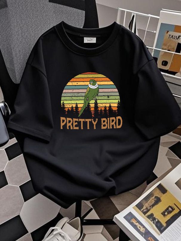 Pretty Bird Dumb And Dumber Parrot Vintage T-Shirt, Funny Bird Shirt, Dumb And D Homme Comfortable Slightly Versatile Casual Summer Stylish_viptrois.com