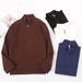 Men's Soft Comfortable Half-zip High Neck Sweatshirt - Casual Pullover Top For Everyday Wear (White, Black, Blue, Coffee)_viptrois.com