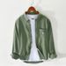 Spring And Summer New Men's Casual Solid Color Cotton Shirt Jacket_viptrois.com