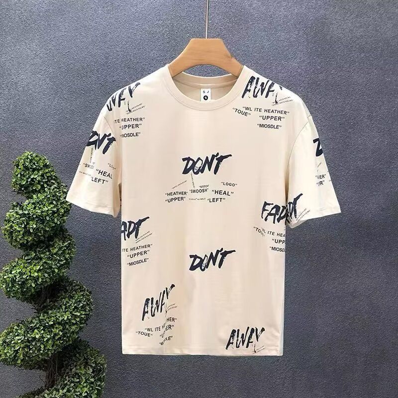 Men's Clothing Short Sleeved Summer Thin Letter Printed Half Sleeved T Shirt_viptrois.com