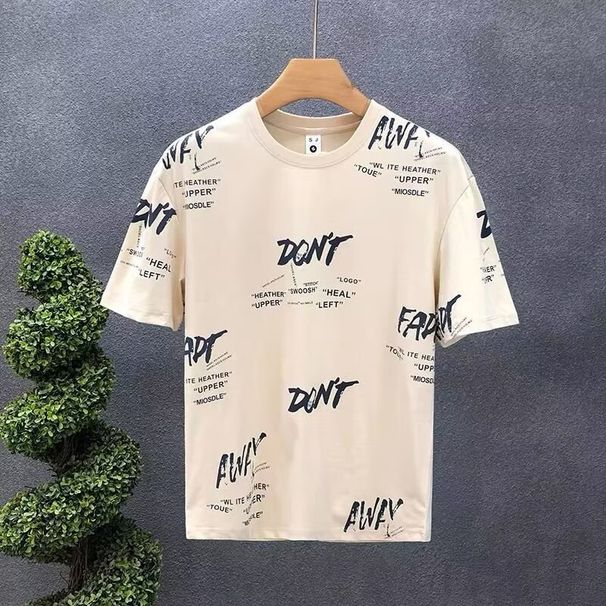 Men's Clothing Short Sleeved Summer Thin Letter Printed Half Sleeved T Shirt_viptrois.com