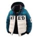 Padded-on Men's Embroidery Down Cotton Thickened Contrasting Color Loose Removable Hat Double-sided Hooded Padded Jacket Men_viptrois.com