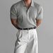 Men's Cable-Knit Polo Shirt – Breathable Short-Sleeve Business Casual Top With Comfort Fit (M-XXXL, Grey/Khaki/Black)_viptrois.com