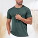 2025 Designer's New Men's T-shirt Men's Short Sleeved Henry Collar Basic Shirt T-shirt Round Neck Button Summer Shirt_viptrois.com