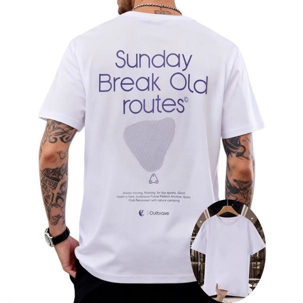 European And American Trendy Brand Sunday Letter Printing T-shirt, Men's Outdoor Running Loose Round Neck Sports Short-sleeved T-shirt_viptrois.com