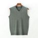 Wool Blend Vest Autumn New Casual V-Neck Solid Color Base Shirt Sweater Men's Clothing_viptrois.com