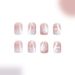 Short Shiny Square Armor Irregular White Stripes Wearing Manicure Pieces Fresh Fashion All-match European and American Foreign Trade 24 Pieces_viptrois.com