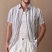 Men's Clothing Summer New Retro Texture Striped Casual Short Sleeved Shirt For Commuting_viptrois.com