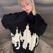 Gothic Cartoon Print Knit Sweater – Y2K Hip Hop Pullover (Black, M-XL)Men's Clothing_viptrois.com