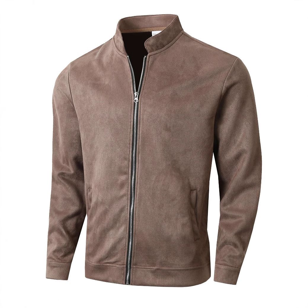 Autumn And Winter New Men's Jacket Slim Round Neck Long Sleeve Stand Collar Cardigan European And American Style_viptrois.com