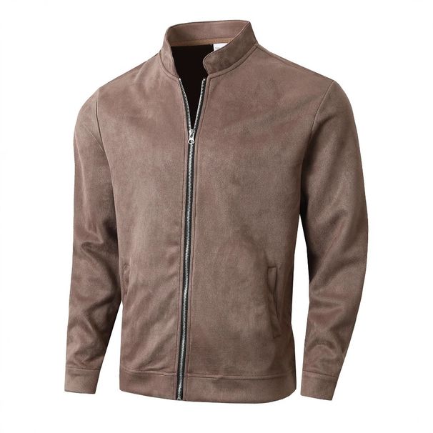Autumn And Winter New Men's Jacket Slim Round Neck Long Sleeve Stand Collar Cardigan European And American Style_viptrois.com