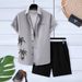 Men's Casual Fashion 3D Digital Printing Shirt Short Sleeve Shorts Suit_viptrois.com