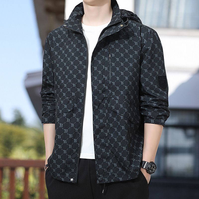 Men's Lightweight Hooded Windbreaker Jacket – Water-Resistant Polyester Coat For Spring & Fall (S-4XL, Black/Pink/White/Khaki) Casual Outdoor Wear_viptrois.com