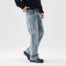 Men's Clothing Light Colored Jeans Loose Straight Leg Mopping Pants Washed High Street Slightly Flared Wide Leg Pants_viptrois.com