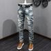 Men's Clothing Trendy Jeans Loose Harem Pants Jeans Worn Light Color Washed Jeans Pants_viptrois.com
