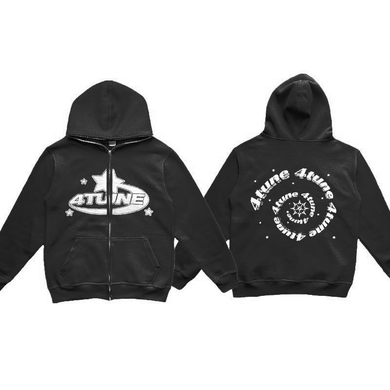 2025 New Product Tune Trendy Full-Face Zipper American Retro Y2k Hoodie Men's Casual Jacket_viptrois.com