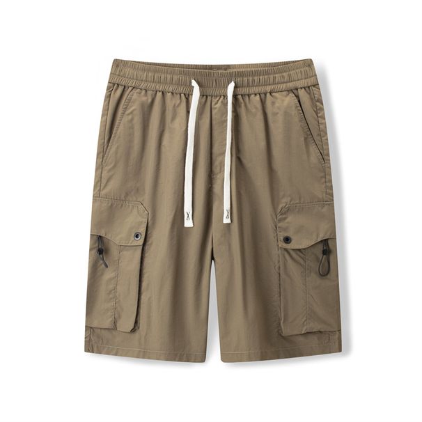 Men's Casual Workwear Shorts New Summer Style Nylon Spandex Elastic Drawstring mid Length Quick Drying Sports Five Point Pants_viptrois.com