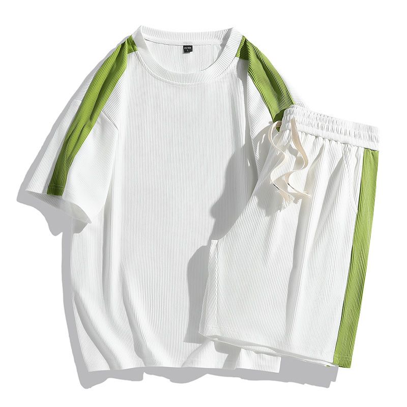 Men's Clothing One Piece Drop Shipping Summer Round Neck Short Sleeve Breathable Stretch Shorts Sports Leisure Suit Men_viptrois.com
