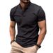 Unbeatable Quality Ins2025 Summer T-shirt Simple Slim Fit Business Men's Button Henry Collar Sports Polo Shirt_viptrois.com