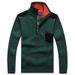 Pure Cross-Border Dropshipping Autumn Winter Fleece-Lined Thickened Men's Youth Pullover Plus Size Stand Collar Half-Zip_viptrois.com