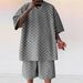 Men's Clothing Checkerboard Spring And Summer Loose Sports Casual Two Piece Suit_viptrois.com