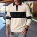 Nordmann Independent Station New Cross-Border Men's Casual Polo Shirt Patchwork Button Waffle Stripe Versatile T-Shirt_viptrois.com