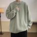 Solid color pullover sweater men's autumn new style simple and versatile loose round neck knitted sweater casual top_viptrois.com