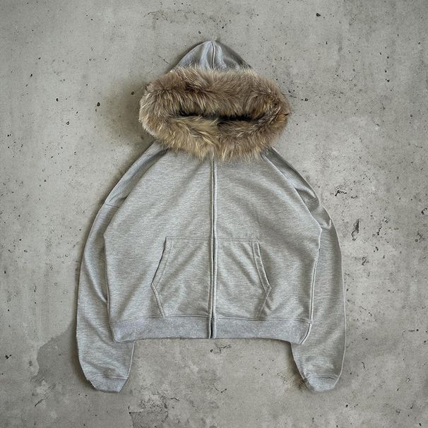 Fashionable Fleece-Lined Hooded Zip-Up Jacket For Men & Women – Cozy Winter Outerwear With Adjustable Hood (Black, Yellow, Beige)_viptrois.com
