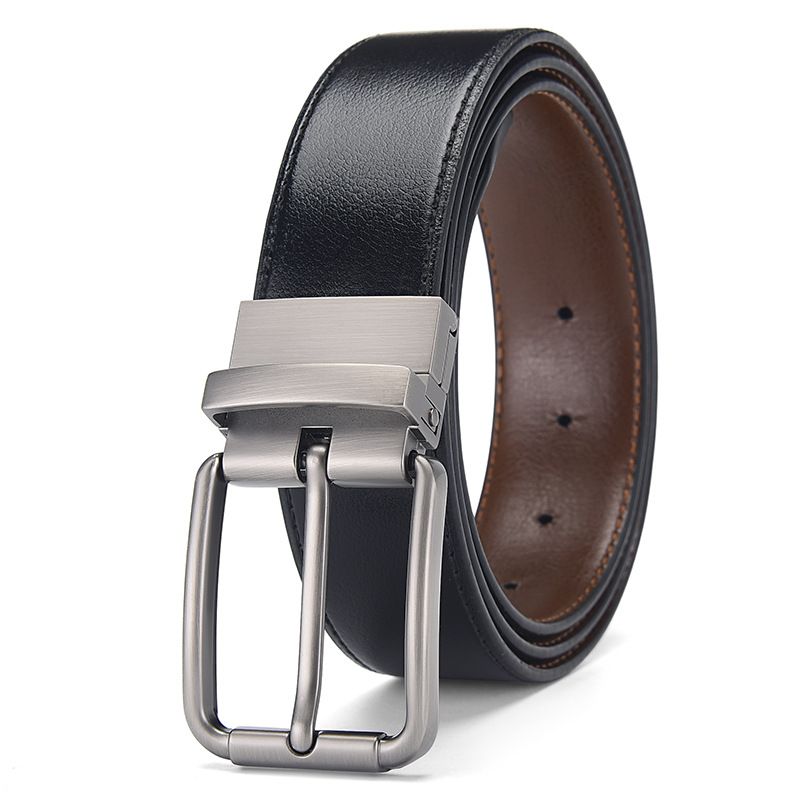 Men's Belts Men's Double Sided Belt With Pin Buckle And Rotatable Business Perforated Belt Casual Pants Belt_viptrois.com