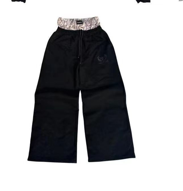 American Retro High Street Internet Celebrities With The Same Style, European And American Popular Double Pants Personalized Embroidery Casual Sweatpa_viptrois.com