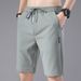 Men's Clothing Ice Silk Shorts Summer Loose Elastic Stitching Label Beach Five Point Shorts_viptrois.com
