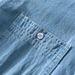 Summer Men's Solid Color Cotton Denim Casual Short Sleeved Shirt_viptrois.com